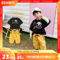 (1 piece 8 discount) boy summer short sleeve 90% pants suit 2021 new summer t-shirt pants children summer clothing