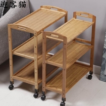 Kitchen storage shelves with pulleys small bamboo products 3 three-layer hot pot stand hot pot restaurant Shelf shelf