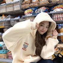 Chao brand fried street clothes women autumn and winter 2021 New Korean version of temperament loose pullover hooded long sleeve fashion coat