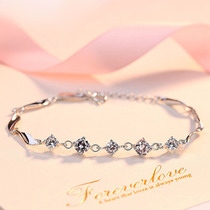 Kim Liufu S925 sterling silver bracelet girl Korean fashion simple diamond jewelry student Mori girlfriends trend