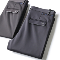 Autumn and winter New Silk slippery stretch feeling color waist rubber craft mens business casual straight casual pants