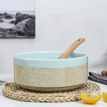 Straight bowl household ceramic soup bowl large straight mouth flat bottom bowl creative law sea bowl Japanese creative celadon deep bowl