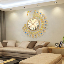 Light luxury wall clock watch Modern simple fashion European style Creative restaurant decoration Peacock clock Living room hanging wall