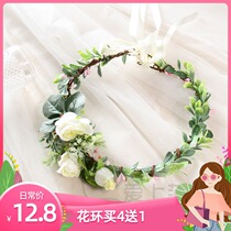 Mori wreath headgear bride hair ornaments flowers wedding holiday travel photo Hairband hair band wreath head ring