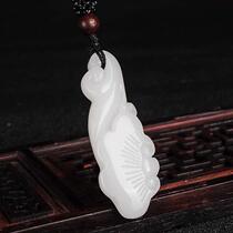 White jade Ruyi pendant natural Afghan auspicious wishful pendant men and women lucky life Ruyi jade pendant chain pendant