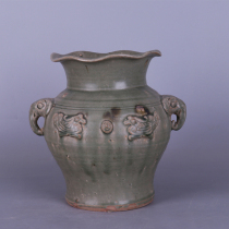 Western Jin Yue Kiln elephant ear Kui mouth jar antique porcelain play Dong unearthed folk collections Jingdezhen all handmade ornaments