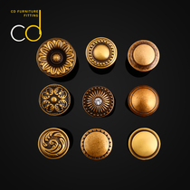 Pure copper handle European garden wardrobe handcupboard door handle furniture hardware full copper single hole handle