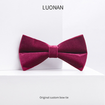 Wine Red Collar Male Upscale Velvet Velvet Velvet Butterfly Knot Bridegroom Groom Groom Groom Positive Fashion Business Trends