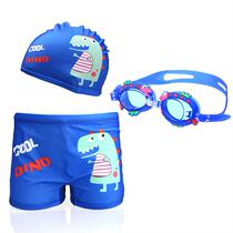 Comfortable little boy childrens swimming equipment swimming cap full set of swimming trunks