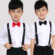 New Years Day Childrens Stage Chorus Suit Boys Strings School Uniform Performance Womens White Long Sleeve Shirt Pants Bow Tie