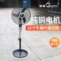 Guanling remote control 18-inch horn floor fan big wind electric fan household shaking head electric fan vertical pure copper motor