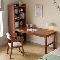 Solid wood corner desk bookshelf combination simple home computer study desk lengthened adult study desk