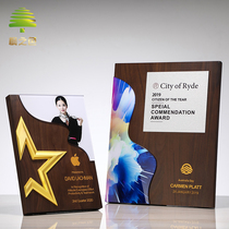 Black Hu Peach Wood Pentagram Medallist Authorization Card Customized to do Honor Certificate Creative Franchise Agent Plaque production