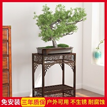 Iron Art Flower Shelf Landing Chinese Living Room Shelf Multi Meat Green and Imitation Ancient Square Interior Minimalist Classical Bonsai Rack