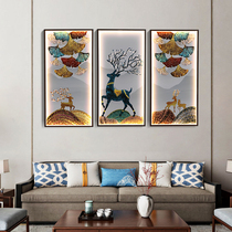 New Chinese Wall Lamp Living Room Decoration Triple Murals Lamp China Wind Creativity Bedroom Background Wall Lamp Villa Aisle Light