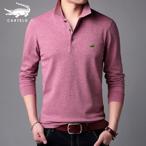 Crocodile long sleeve T-shirt male 2022 spring autumn new youth men polo shirt turnover Korean version of the bottom Paul blouse