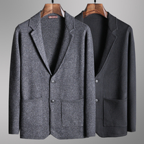 Autumn and winter new warm wool blend pineapple knitted men Business slim cardigan sweater single West Small suit