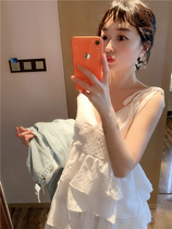 BORAKOO Korea Dongdaemun Spring white three-dimensional dot layer suspender cake dress