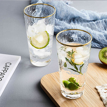 Good looking cup subnet Red style Phnom Penh hammered hammer mesh glass goblet with high face value shake sketching gold water glass home