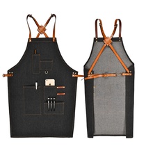 Barista denim apron Korean version of retro style hairdresser canvas apron can be customized LOGO tattoo artist work