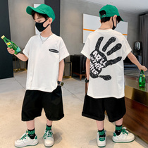 Child Clothing Boy Summer Clothing Suit Short Sleeve 2022 New CUHK Child Two Sets Leisure Foreign Air Korean Edition Tide