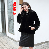 2021 new mink coat whole mink imported mink Korean version outside winter womens fur fashion short hat