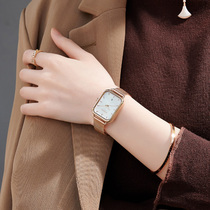 July time watch female summer simple temperament square tide with date niche light luxury steel belt small square watch quartz watch
