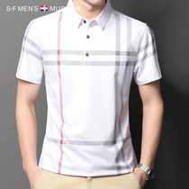 Short-sleeved T-shirt men lapel summer polo shirt 2021 new business casual ice silk thin section mens dad t-shirt