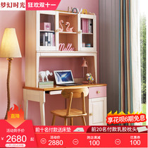 Nordic solid wood computer desk desk bookshelf combination children learning table desktop table simple childrens room furniture