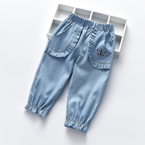 Wear spring Blue Spring baby spring pants female treasure foreign boy soft autumn 3 year old child