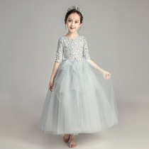Girls birthday princess dress puffy gauze childrens wedding dress evening dress small host piano performance flower boy winter
