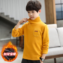 Boys winter clothes 2021 new childrens foreign-style base shirt childrens autumn winter plus velvet warm coat tide