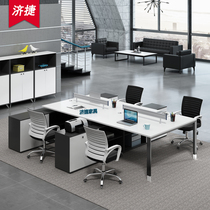 Computer tables and chairs combined with a modern 4 - person office furniture staff desk - screen desk desk