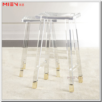 Nordic Lightweight Transparent Bar Stool Piano Stool High Transparency Acrylic Makeup Stool Changing Shoe Stool Organic Glass High Footed Bar Stool