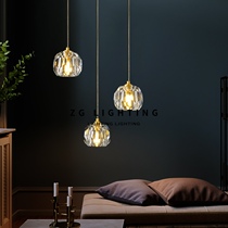 Nordic Full Copper Restaurant Chandelier Rear Modern Minima Three Heads Bar Table Lamp Light Lavish Crystal Ball Stairs Headboard Small Chandelier