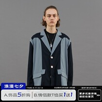PCLP (PERCLIPS) deconstructed stitching color matching blazer national tide brand trend loose mens and womens coats