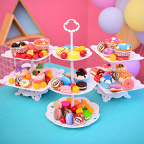 Childrens birthday Chinese white dessert table ornaments display stand dessert table cloth ins dessert table cloth ins dessert table shelf