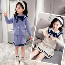 Girls sweater dress dress 2021 Spring and Autumn new in the big children sweater dress Princess skirt foreign style knitted dress autumn