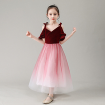 Flower Girl Gown Girl Princess Dress Fluffy Dress Girl Foreign Air Walk Show Wedding children Host Piano Show