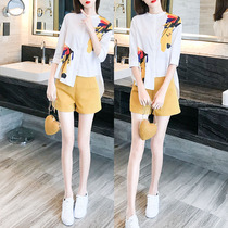  Summer 2021 new chiffon shorts suit womens summer small fresh two-piece suit Western style fashion temperament age-reducing summer