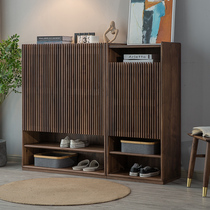 North American Black Walnuts Full Solid Wood Combined Grille Shoe Cabinet Large Capacity Contained Entrance Door Hall Partition Day Style Genguan Cabinet