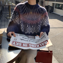 EKOOL custom vintage mohair round neck pullover sweater womens winter new wild thin thick sweater