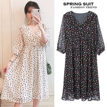 Maternity dress summer skirt pregnant woman dress chiffon floral summer long maternity dress V collar tide mother thin