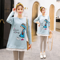 Pregnant women autumn top 2020 new fashion set loose sweater spring and autumn base shirt long sleeve T-shirt tide