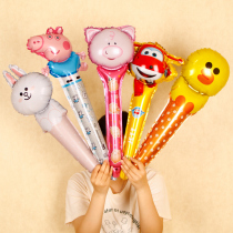 Net Red childrens aluminum film balloon cartoon animal holding inflatable hand stick birthday party push atmosphere decoration supplies