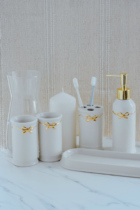 Nordic Minimalist White Princess Girl Heart Butterfly Knot Lotion Bottle Gargle Cup Toilet Bathroom Wash five pieces
