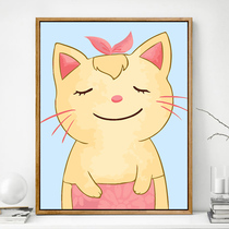 Digital oil painting diy childrens oil color painting cute animal simple hand painting student graffiti living room decoration hanging painting