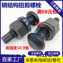 Steel structure high strength bolt torsion shear type 10 9S grade round head M16M20M22M24M27M30 * 45 ~ 200