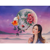 Sun Zhonghai Fish Reverie Realistic oil painting on canvas Collection Oil painting living room decoration painting