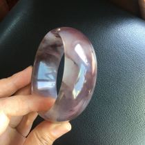 Xinjiang gold silk jade natural gemstone light violet bracelet widened to increase the inner diameter of 63